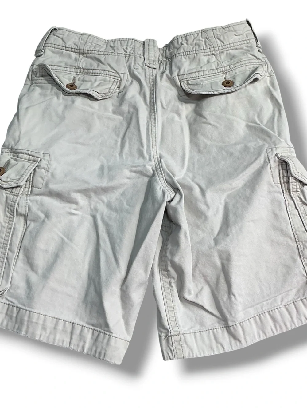 Hollister Beige Button Fly Khaki Cargo Utility Shorts